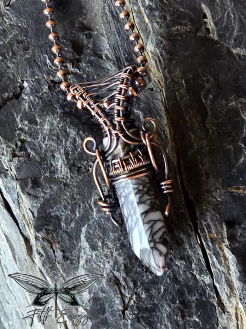 Mens Zebra Jasper Amulet Hexagonal Point Fifth Energy Jewelry Masculine Pendant