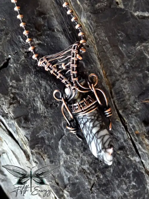 Mens Zebra Jasper Amulet Hexagonal Point Fifth Energy Jewelry Masculine Pendant
