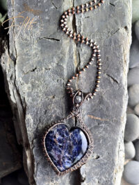 Sodalite Heart Necklace Fifth Energy Jewelry Blue and copper pendant