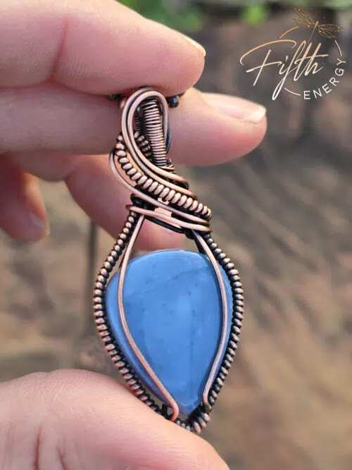 Blue Opal Swirls Copper Necklace Fifth Energy Jewelry