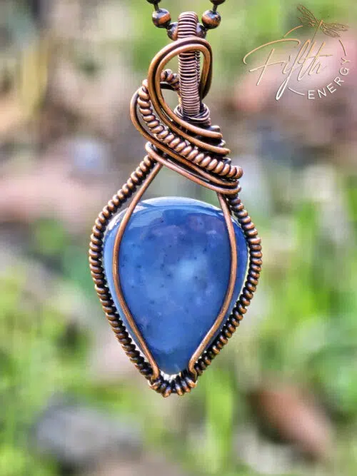 Blue Opal Swirls Copper Necklace Fifth Energy Jewelry