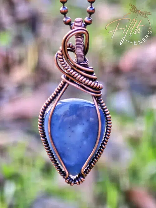 Blue Opal Swirls Copper Necklace Fifth Energy Jewelry