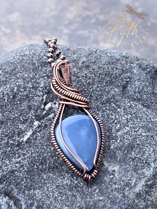 Blue Opal Swirls Copper Necklace Fifth Energy Jewelry