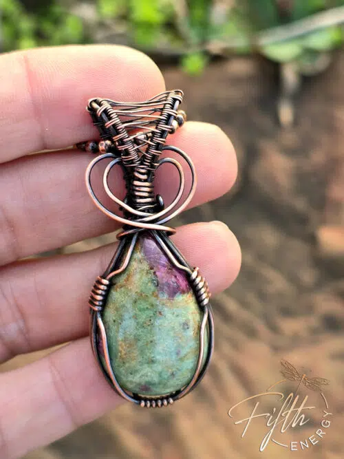 Ruby in Zoisite Copper Necklace Fifth Energy Jewelry