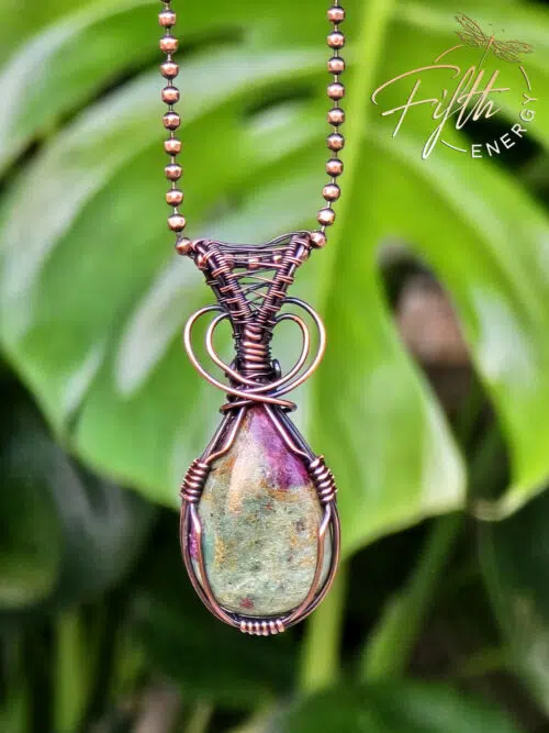 Ruby in Zoisite Copper Necklace Fifth Energy Jewelry