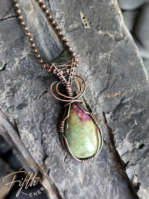 Ruby in Zoisite Copper Necklace Fifth Energy Jewelry
