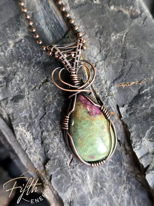 Ruby in Zoisite Copper Necklace Fifth Energy Jewelry