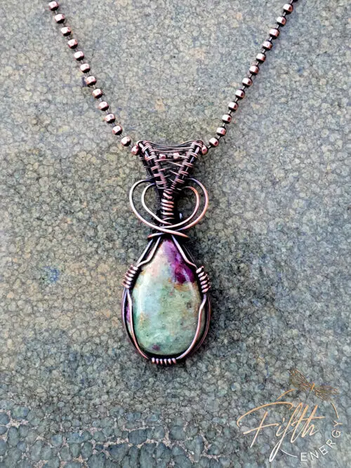 Ruby in Zoisite Copper Necklace Fifth Energy Jewelry