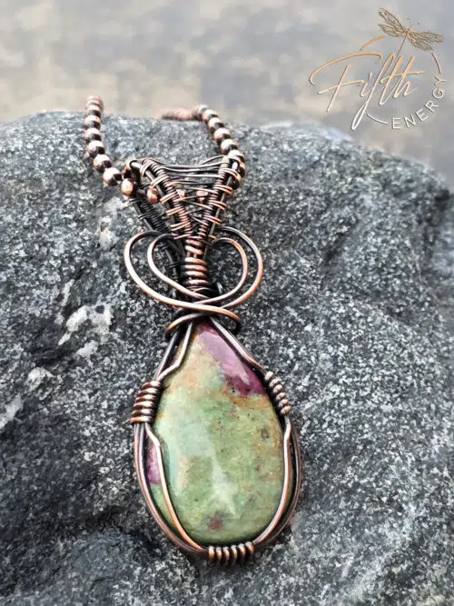 Ruby in Zoisite Copper Necklace Fifth Energy Jewelry