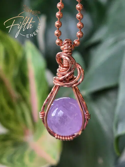 Amethyst Swirls Copper Necklace Fifth Energy Jewelry Purple