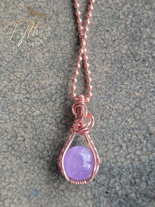 Amethyst Swirls Copper Necklace Fifth Energy Jewelry Purple