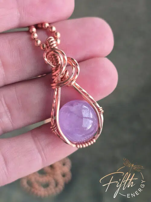 Amethyst Swirls Copper Necklace Fifth Energy Jewelry Purple