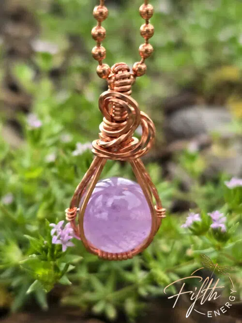 Amethyst Copper Swirls Necklace Fifth Energy Jewelry Purple