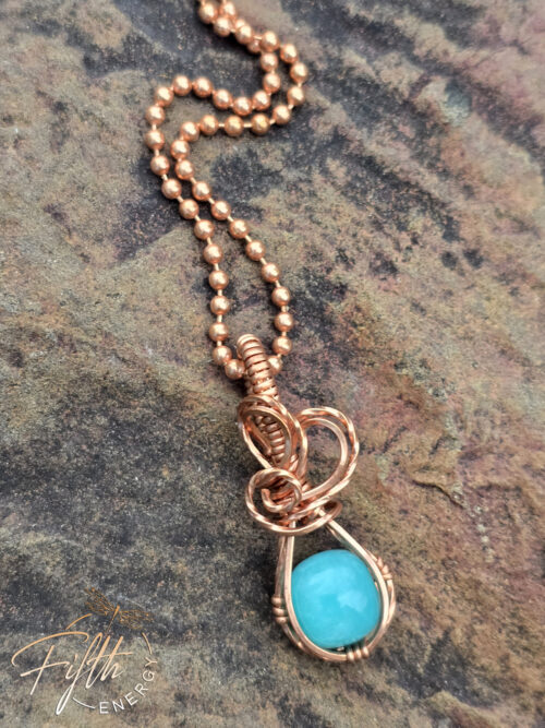 Amazonite Copper Swirls Necklace Fifth Energy Jewelry Blue
