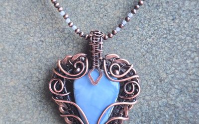 Blue Opal Braided Copper Necklace