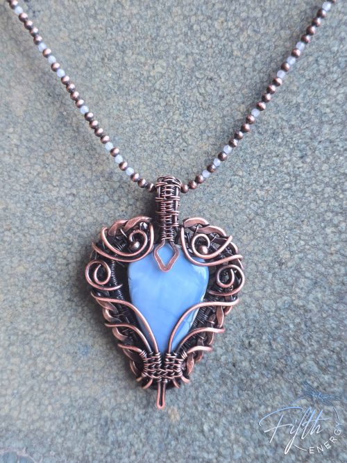 Blue Opal Braided Copper Necklace Fifth Energy Jewelry