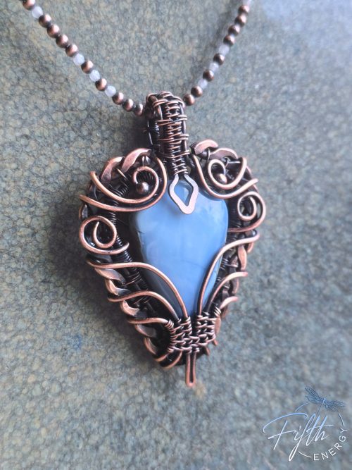 Blue Opal Braided Copper Necklace Fifth Energy Jewelry
