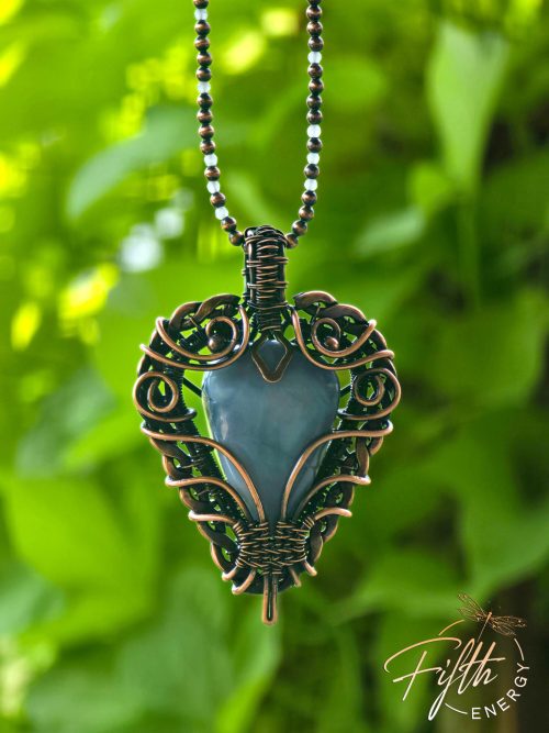 Blue Opal Braided Copper Necklace Fifth Energy Jewelry