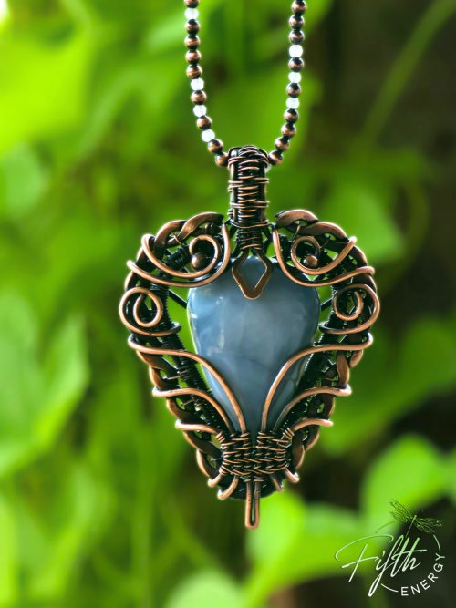 Blue Opal Braided Copper Necklace Fifth Energy Jewelry