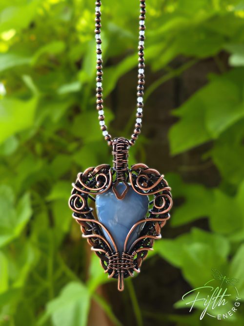 Blue Opal Braided Copper Necklace Fifth Energy Jewelry