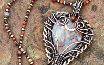 Red Moss Agate Necklace with Jasper Beaded Cord