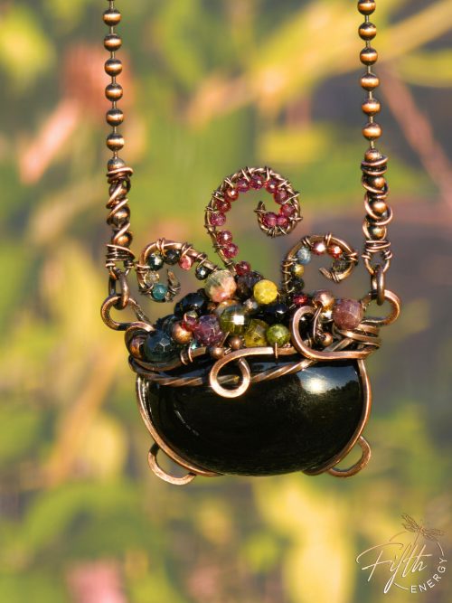 Bubbling Gemstone Cauldron Necklace - Image 3