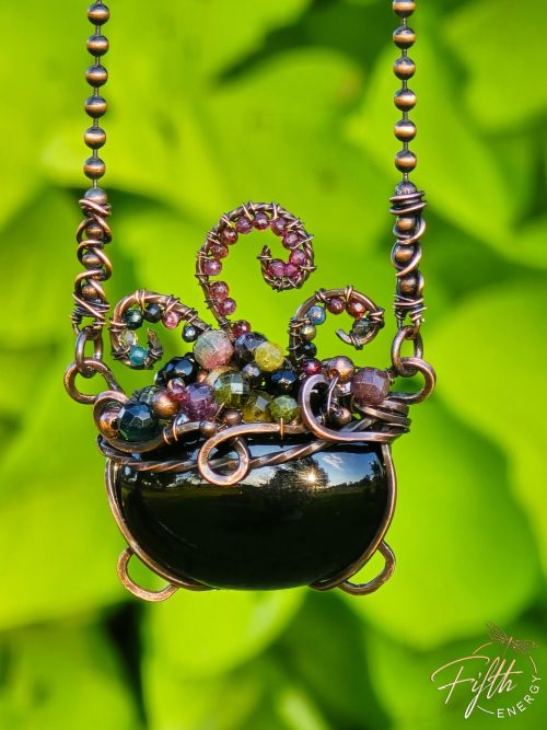 Bubbling Gemstone Cauldron Necklace - Image 2
