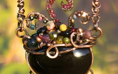 Bubbling Gemstone Cauldron Necklace