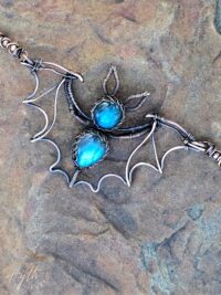Labradorite Bat Copper Necklace Fifth Energy Jewelry Halloween