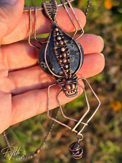 Nuummite Spider Necklace | Halloween Inspired Pendant - Image 5