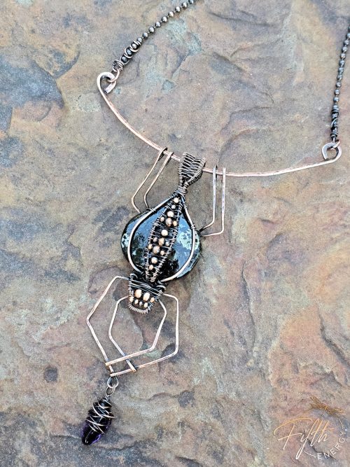 Nuummite Spider Necklace | Halloween Inspired Pendant - Image 3