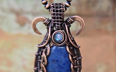 Sunset Dumortierite Necklace | Celtic-Inspired Warrior Pendant