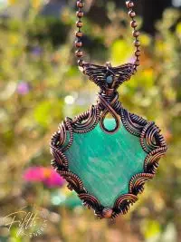 Victorian Style Amazonite Necklace Fifth Energy Jewelry Corset Laced Back Gemstone
