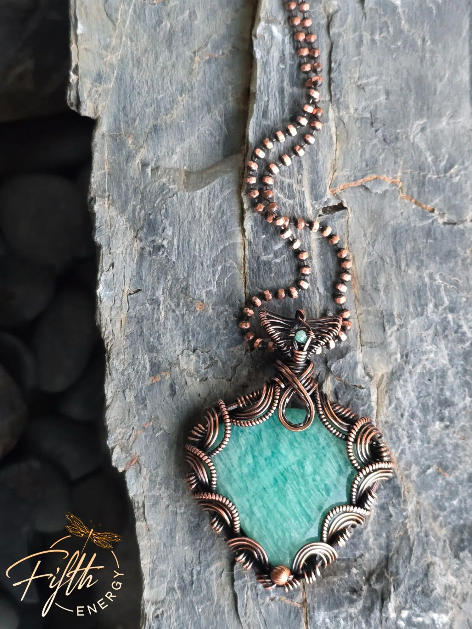 Victorian Style Amazonite Necklace 11 Victorian Style Amazonite Necklace Fifth Energy Jewelry Corset Laced Back Gemstone