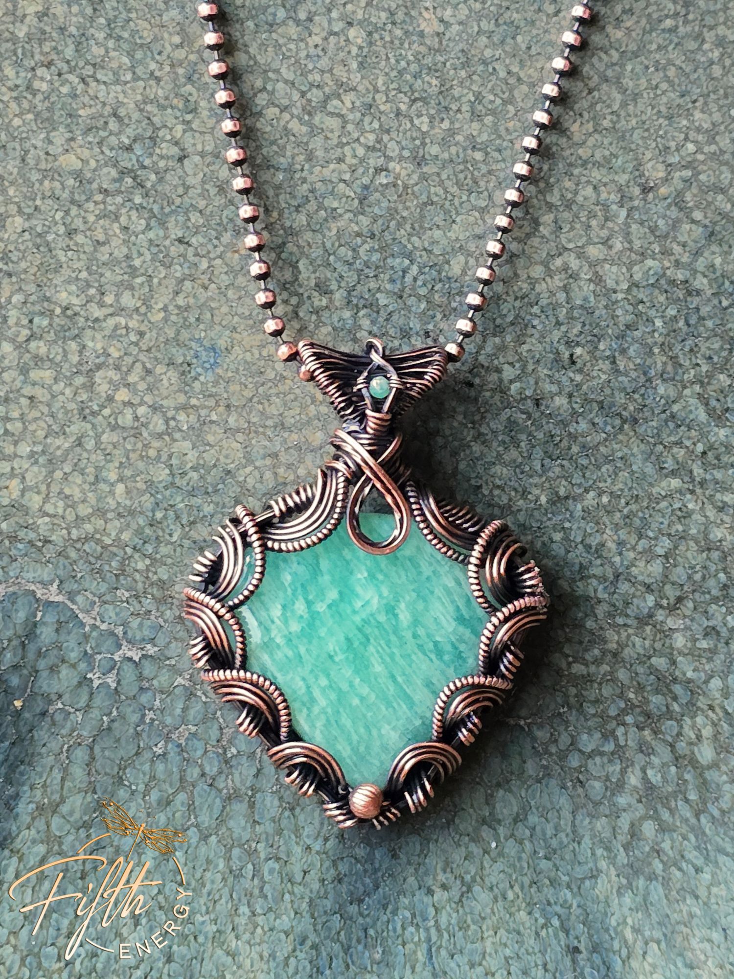 Victorian Style Amazonite Necklace 8 Amazonite Blue Green Copper Necklace Fifth Energy Jewelry Corset Laced Back Gemstone
