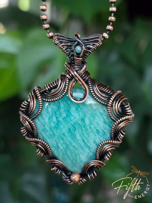 Victorian Style Amazonite Necklace Fifth Energy Jewelry Corset Laced Back Gemstone