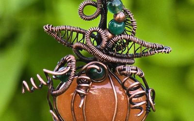 Orange Carnelian Pumpkin Pendant