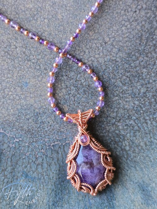 Copper and Amethyst Sparkles Necklace Fifth Energy Jewelry