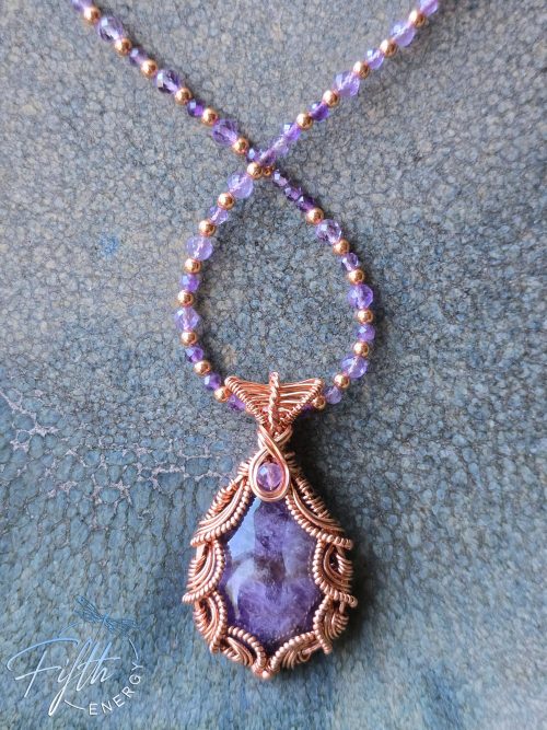 Copper and Amethyst Sparkles Necklace Fifth Energy Jewelry