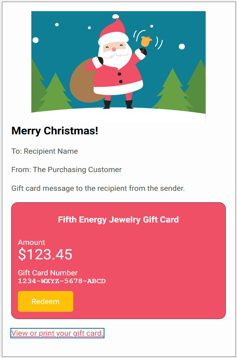 Fifth Energy Gift Card 2 Merry Christmas Fifth Energy Jewelry Gift Card