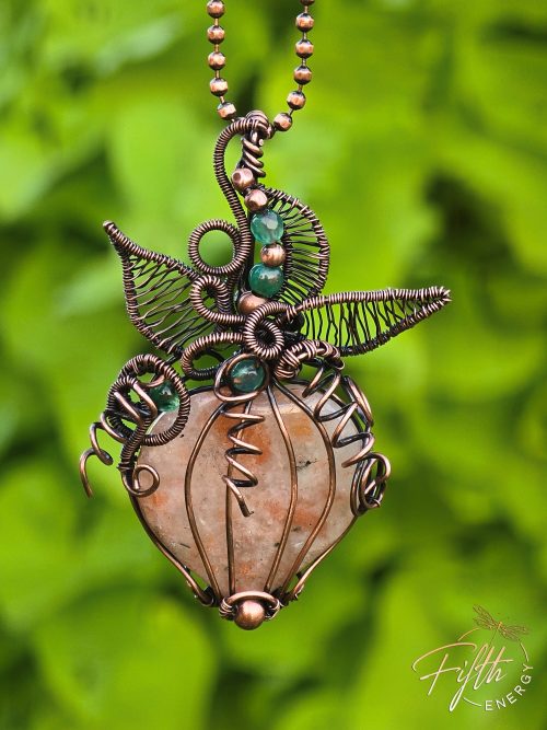 Sunstone Pumpkin Necklace Fifth Energy Jewelry Halloween Fall Thanksgiving November