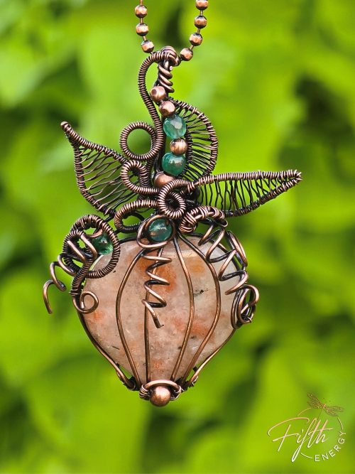 Sunstone Pumpkin Necklace Fifth Energy Jewelry Halloween Fall Thanksgiving November