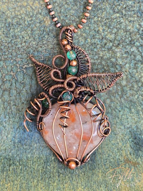 Sunstone Pumpkin Necklace Fifth Energy Jewelry Halloween Fall Thanksgiving November