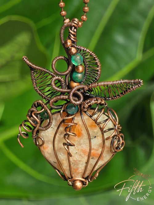 Sunstone Pumpkin Necklace Fifth Energy Jewelry Halloween Fall Thanksgiving November