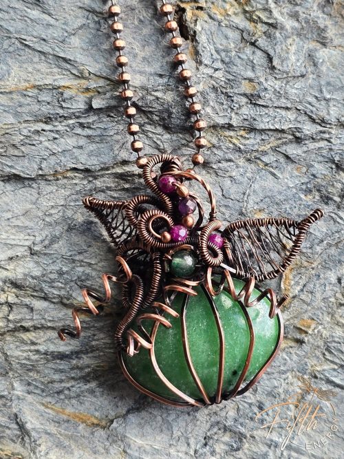 Zoisite Pumpkin Necklace Fifth Energy Jewelry Halloween Fall Thanksgiving November Copper