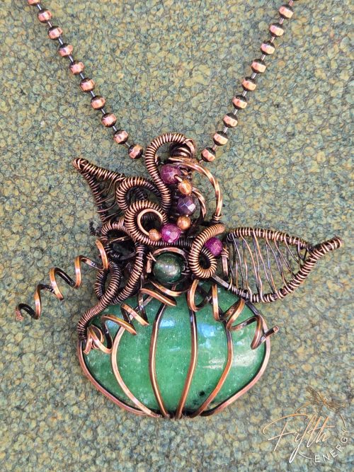 Zoisite Pumpkin Necklace Fifth Energy Jewelry Halloween Fall Thanksgiving November Copper