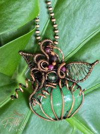 Zoisite Pumpkin Necklace Fifth Energy Jewelry Halloween Fall Thanksgiving November Copper