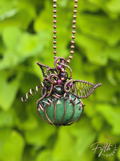 Zoisite Pumpkin Necklace Fifth Energy Jewelry Halloween Fall Thanksgiving November Copper