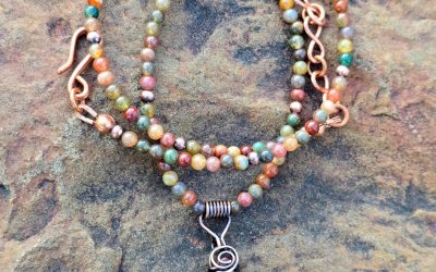 Warm Indian Agate Carved Leaf Necklace