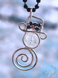 Dragons Blood Jasper 5 Festive handmade snowman jewelry piece with sparkling crackled quartz gemstone body and hematite accents.